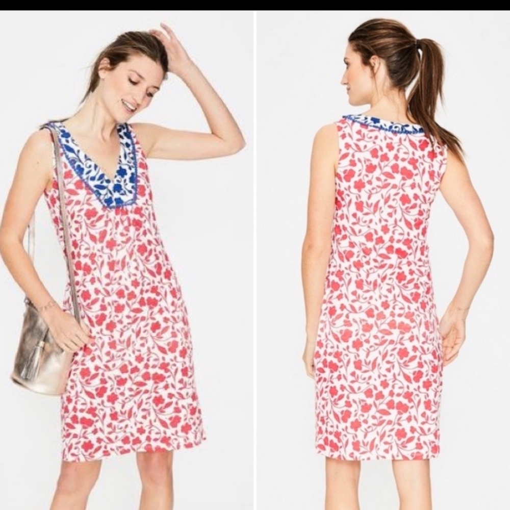 Boden Tarifa Jersey Dress In Coral Sunset Meadow